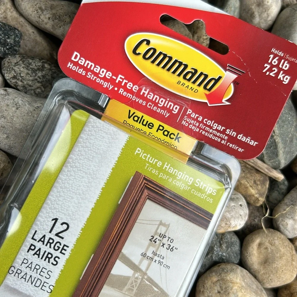 🩶5/$30 3M Command Picture Hanging Strips 12 Large Pairs NEW